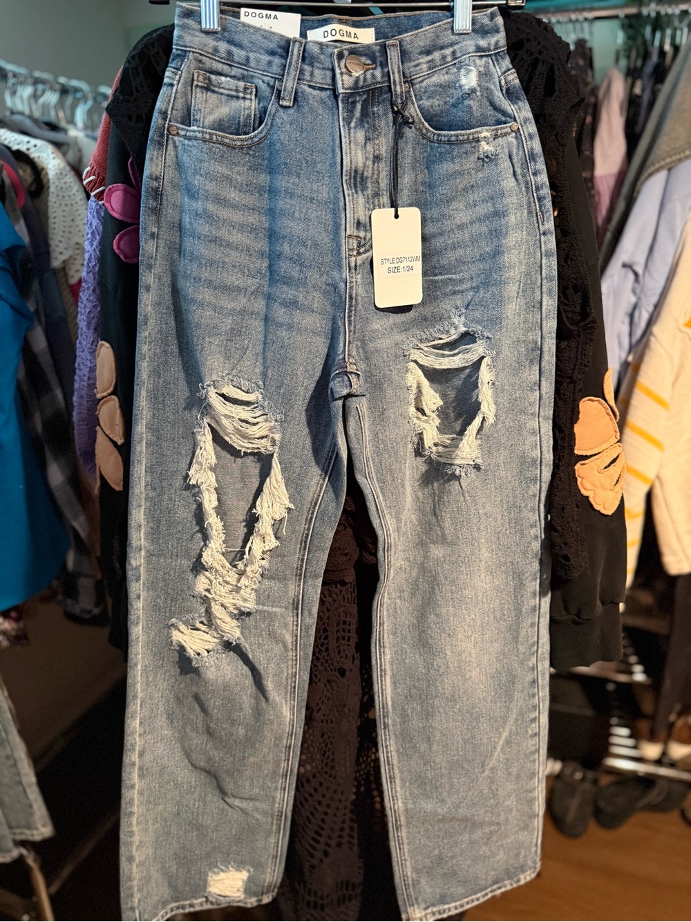 Dogma Light Blue Distressed Boyfriend Jeans - Women